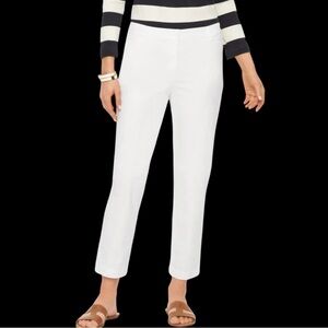 Talbots Heritage Ankle White Dress Pants Lined Comfortable Lined Zip Hem Sz 10